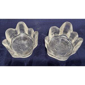 2 Bengt Edenfalk SKRUF Sweden Lead Crystal sm desert bowl / votive Textured Bark